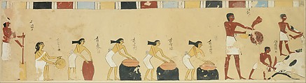 Women Preparing Food, Tomb of Djari, Nina de Garis Davies, Paper, tempera paint, ink