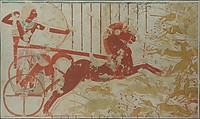 Hunting from a Chariot, Tomb of Userhat, Charles K. Wilkinson, Tempera on paper