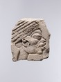Head of a Nubian Man (Sculptor's Trial Piece?), Limestone, paint