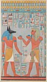 The King with Anubis, Tomb of Haremhab, Lancelot Crane  British, Tempera on paper