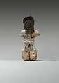 Figurine of a Seated Woman, Limestone, organic material, paint, malachite