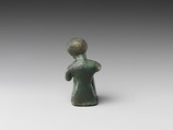 Man squatting with head resting on his hands on his knees, Leaded bronze
