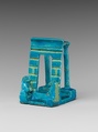 Gateway to a shrine, preceded by two baboons, Faience