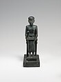 Statue of Seated Imhotep, Cupreous metal, precious metal inlay
