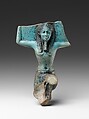 Figurine of a kneeling god, probably Shu, faience