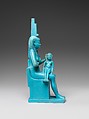 Statuette of Isis nursing Horus, Faience
