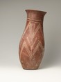 White cross-lined ware vase with plant designs, Pottery, paint
