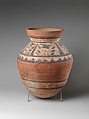 Large storage jar with floral decoration, Pottery, paint