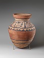 Large storage jar with floral decoration, Pottery, paint
