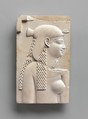Plaque Depicting a Goddess or Queen, and on Opposite Side a King, Limestone, paint