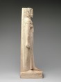 Statuette of Arsinoe II for her Posthumous Cult, Limestone, paint, gold leaf