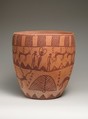 Deep bowl depicting people, animals, and plants, Pottery, paint