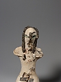 Figurine of a Seated Woman, Limestone, organic material, paint, malachite