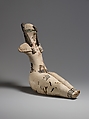 Figurine of a Seated Woman, Limestone, organic material, paint, malachite