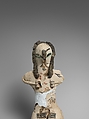 Figurine of a Seated Woman, Limestone, organic material, paint, malachite