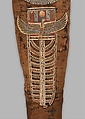 Mummy of Nesmin with plant wreath, mask, and other cartonnage elements, Mummified human body, linen, mummification material, faience? (amulets), painted and gilded cartonnage, plant remains