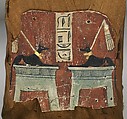 Mummy of Nesmin with plant wreath, mask, and other cartonnage elements, Mummified human body, linen, mummification material, faience? (amulets), painted and gilded cartonnage, plant remains