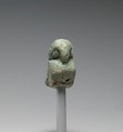 Figurine of a crouching falcon, Faience