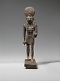 Statuette of Horus, lord of Sekhem (Letopolis), Bronze, arsenical copper, gold sheet