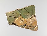 Tile with persea fruit and leaves, Polychrome faience