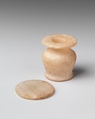 Kohl Jar and Lid, Travertine (Egyptian alabaster)