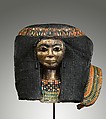 Funerary Mask of a Woman, Cartonnage, gesso, paint, gold, copper alloy, faience
