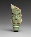 Bat / Hathor emblem from a sistrum, Faience