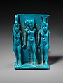 Amulet depicting Isis, Horus, and Nephthys, Faience