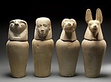 Canopic jar with baboon head, Limestone