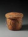 Cylindrical Coil Basket and Lid, Grasses