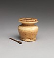 Kohl Jar and Stick, Travertine (Egyptian alabaster)