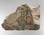 Relief Fragment with Two Birds in the Papyrus Thicket, Limestone, paint