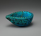 Feeding Cup, Blue faience, paint
