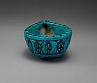 Feeding Cup, Blue faience, paint
