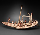 Model Sailing Boat Transporting a Mummy, Wood, paint
