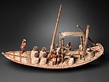Model Sailing Boat Transporting a Mummy, Wood, paint