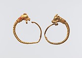 Earrings with bull head terminal, Gold