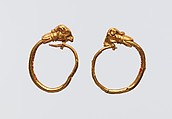 Earrings with ibex head terminal, Gold