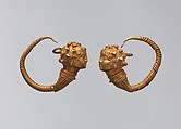 Maenad-head earrings, gold