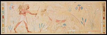 Man Confronting a Hyena, Tomb of Amenemhab, Nina de Garis Davies (1881–1965), Tempera on paper
