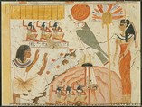 Userhat Adoring Deities of the West, Tomb of Userhat, Norman de Garis Davies, Tempera on paper