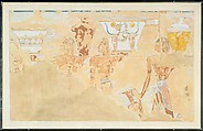 Fragmentary Scene of Foreigners, Tomb of Senenmut, Nina de Garis Davies (1881–1965), Tempera on paper