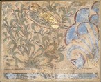 Painted Plaster Pavement Fragment, Stucco with blue, green, yellow, and brown pigments