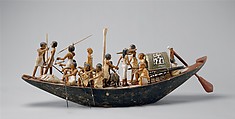 Model Sporting Boat, Plastered and painted wood, linen, linen twine, copper
