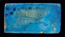 Tablet with Chariot Scene, Faience
