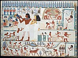 East Wall, South Side of Nakht's Offering Chapel, Norman de Garis Davies (1865–1941), Tempera on paper