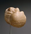 Head of a Hippopotamus, Travertine (Egyptian alabaster) with traces of gesso and red pigment