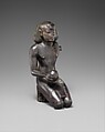 Ritual Statuette of Thutmose III, Black bronze, gold inlay