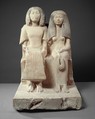 Yuny and His Wife Renenutet, Limestone, paint