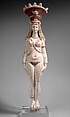 Figure of Isis-Aphrodite, Terracotta painted brown, black, red, and pink on white engobe